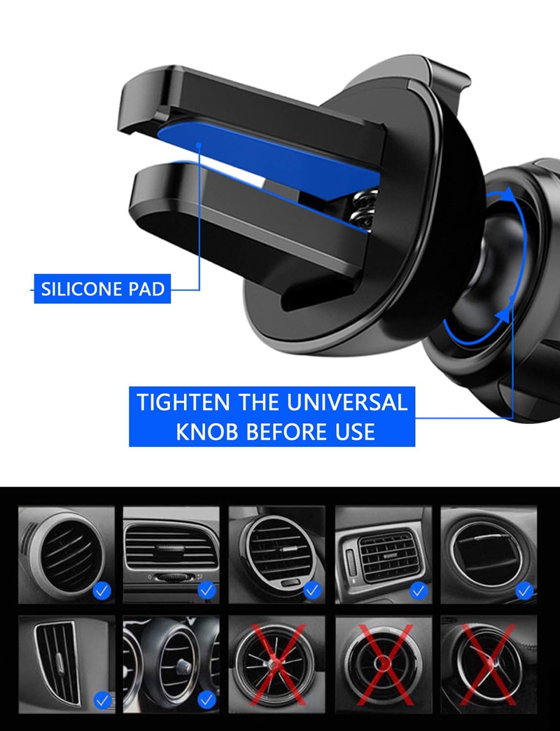 Universal Gravity Car phone Holder Car Air Vent Mount Car Stand For iphone 7 8 X For Samsung S8 S9 S10 Mobile Phone Holder