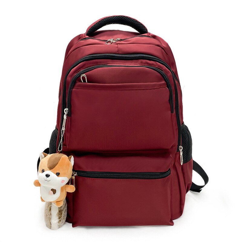 Unisex Teenager Backpack Students Schoolbag College Shoulders Bag Junior High School Backpacks Girls Boys Travel Large Bags: Red