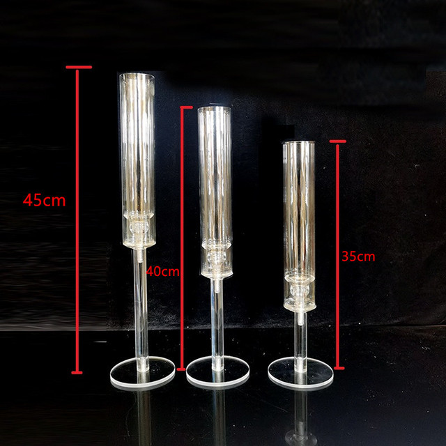Acrylic Candlestick Centerpieces, Road Lead Candelabra, Centerpieces for Wedding, Christmas Decor, 3 Pcs: silver