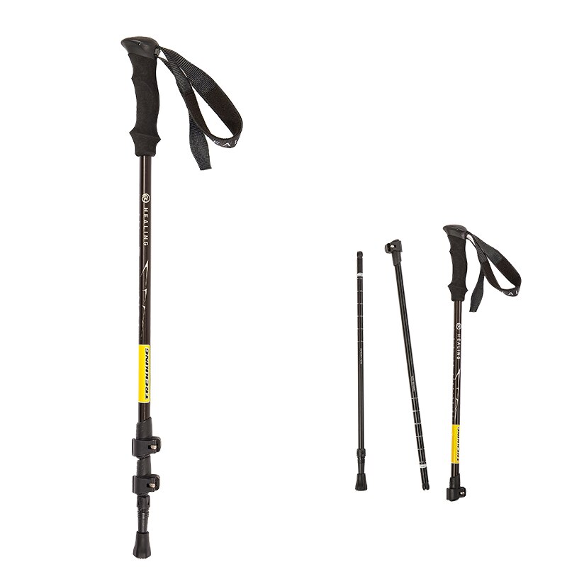 Cura-k-bastón plegable telescópico para senderismo, bastón de aluminio de 67-135cm, 3 secciones de bloqueo exterior