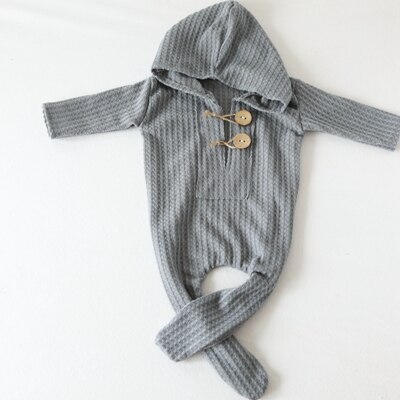 Tøj til nyfødte fotografering rekvisitter tøj til fødte baby fotoshoot tøj dreng romper kostume bebe foto tilbehør: Grå