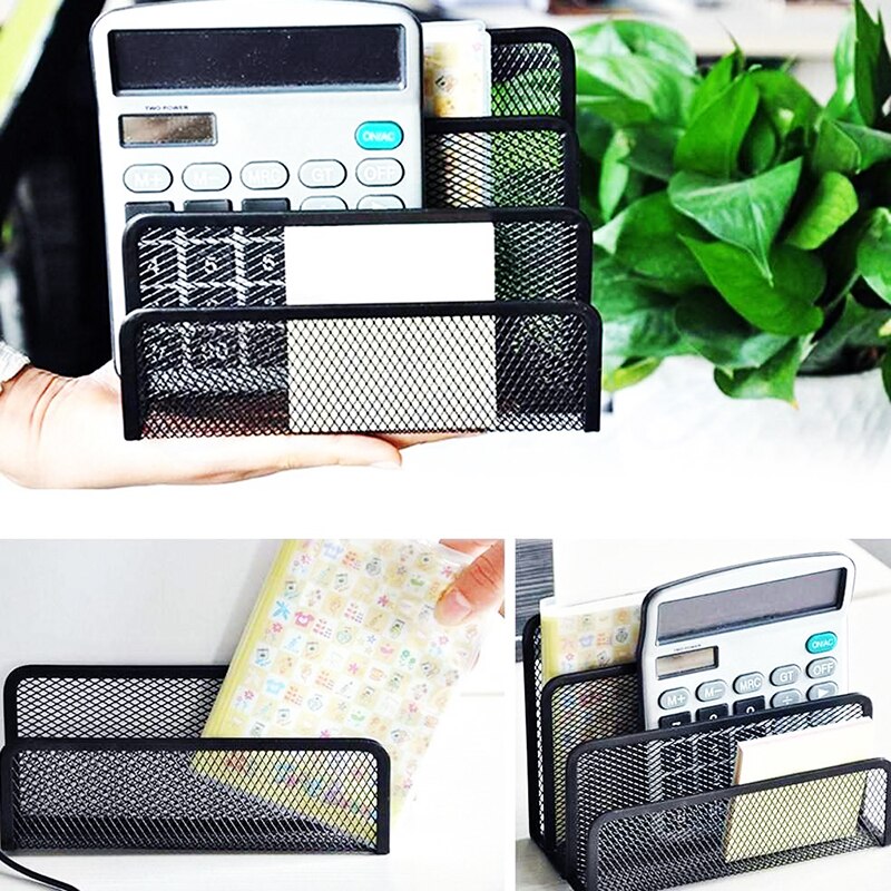MyLifeUNIT Desk Mail Organizer 3 Compartment Mesh Letter Holder Office Desk File Organizer Desktop Paper Storage Rack