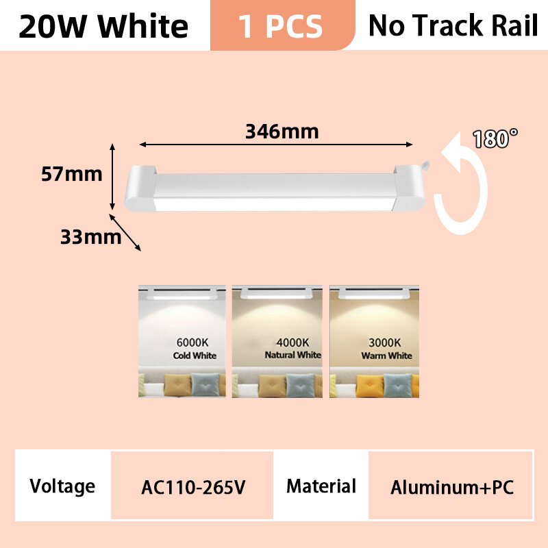 LED Track Light Set para decoração de casa, lâmpada de trilha magnética, iluminação Spotlight, loja de roupas, 85-264V, 20W, 30W
