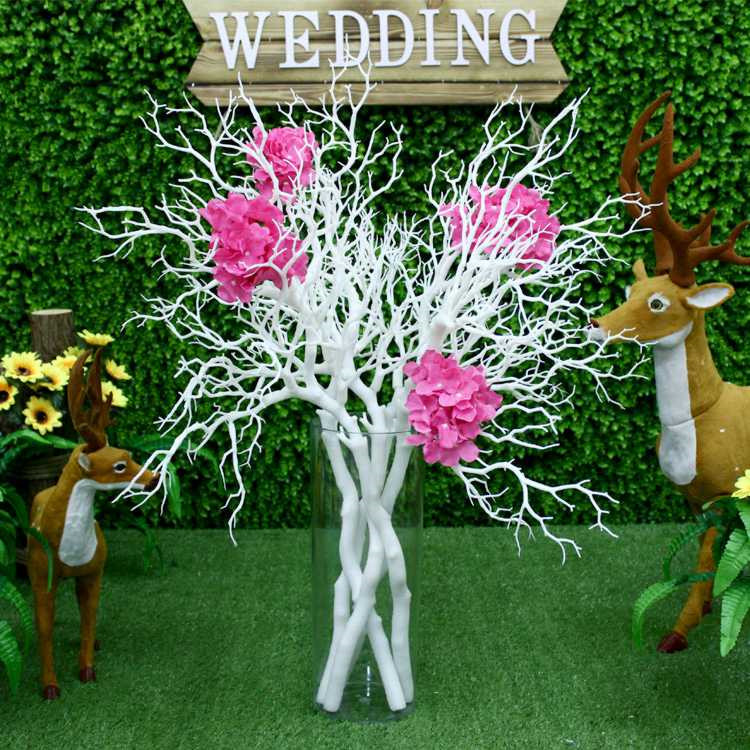 Rama de árbol de Coral de plástico, 92cm, decoración de pared de flores, ramas de Coral blanco, decoración de pared de plantas