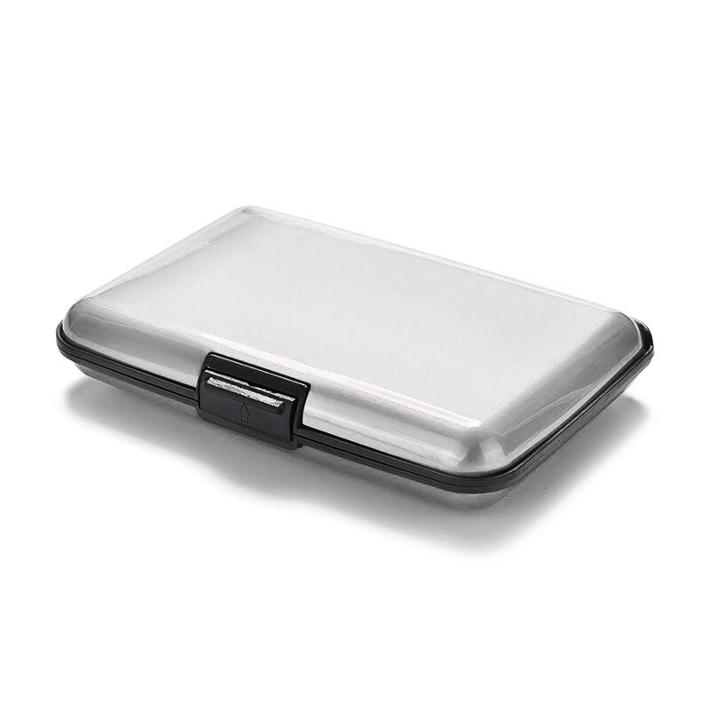 Funda rígida de aluminio de Metal con bloqueo de tarjeta de crédito, tarjetero con protección anti-rfid para escanear, tarjetero Feminina Masculina: Sliver
