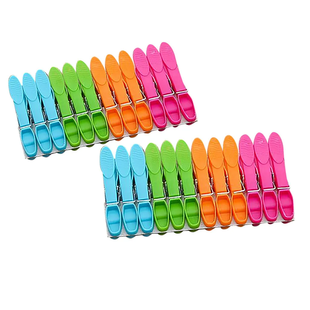 24 Uds. De pinzas de plástico para ropa de lavandería, pinzas para colgar, pinzas para alimentos para el hogar, pinzas para ropa, calcetines, ropa interior, soporte para tendedero: Default Title