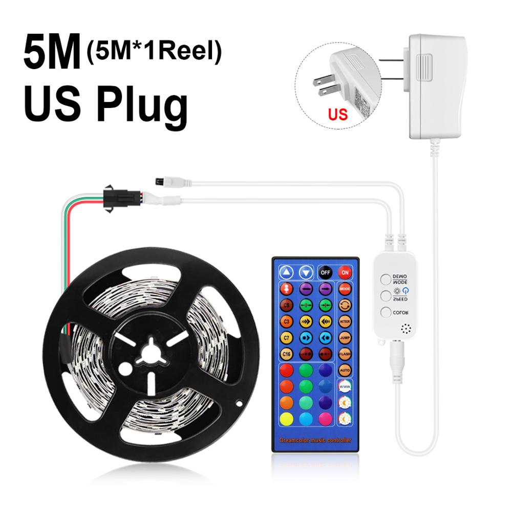 Bluetooth App Smart lamp 5M 10M LED light Strip RGB Sound/Music Sync Smart Home House Dream Neon lighting Compatible Android/IOS: 5M Set With US Plug / Waterproof