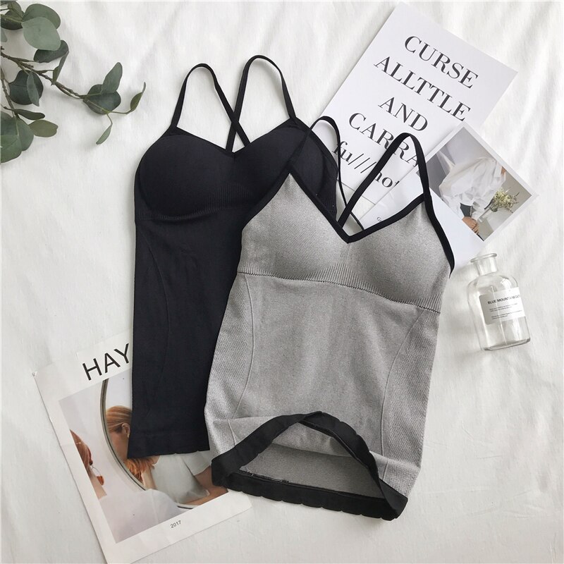 avling topp sexy kvinner innebygd bh polstret tank topp kvinnelige pustende Fitness kamisole topper fast slank sommervest singlet