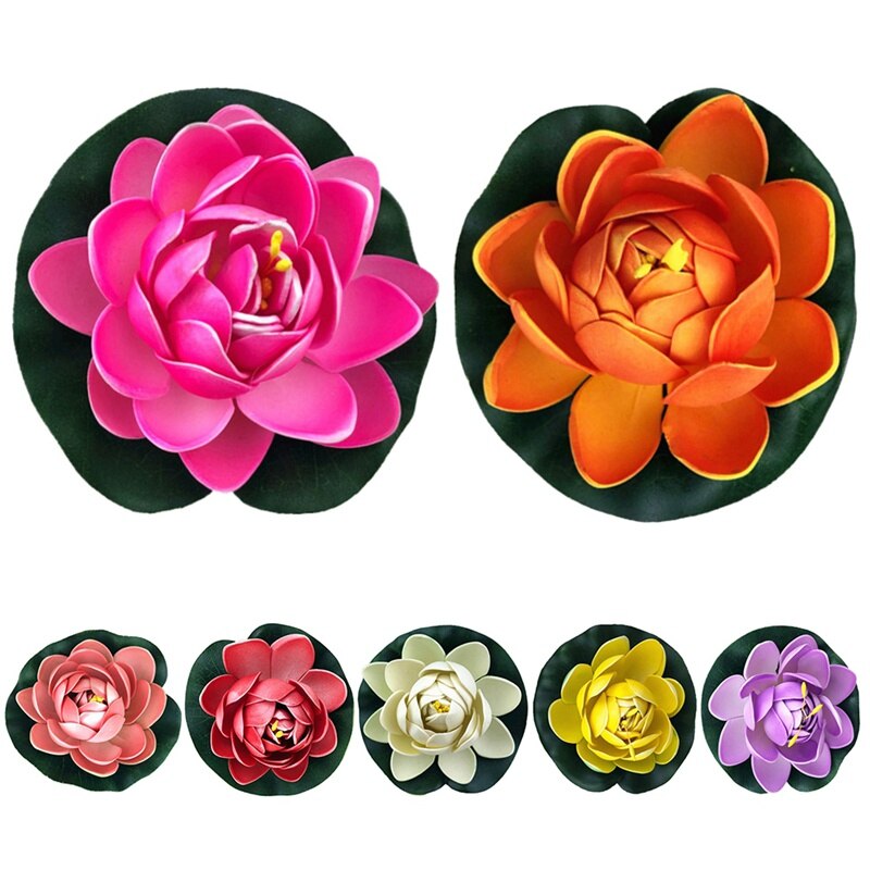 Simulatie van een zwembad, aquarium, bloemendecoratie, waterlelie, buitentuinsculpturen