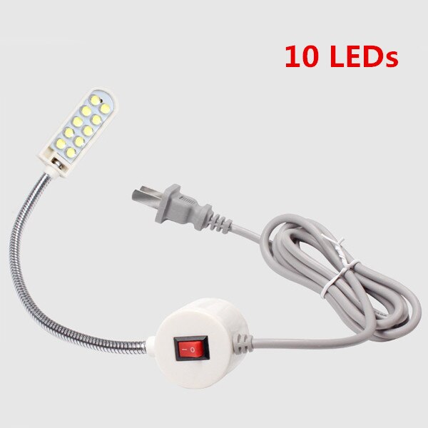 Super lys bærbar symaskinelampe magnetisk monteringssokkel svanehalslampe til al symaskinebelysning 110v 220v: 10 lysdioder / Us 110v