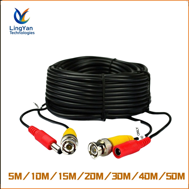 Conector BNC + CC de 5-50M, Cable CCTV BNC 2 en 1, alimentación de vídeo coaxial, cámaras AHD para sistema DVR,