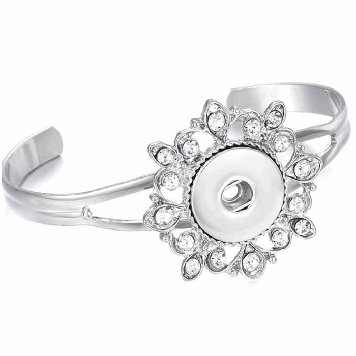 Snap Button Bracelet Cuff Bangle 20mm 18mm Metal Silver plated Snap Bracelet Fit Snaps Buttons Interchangeable Jewelry: 5
