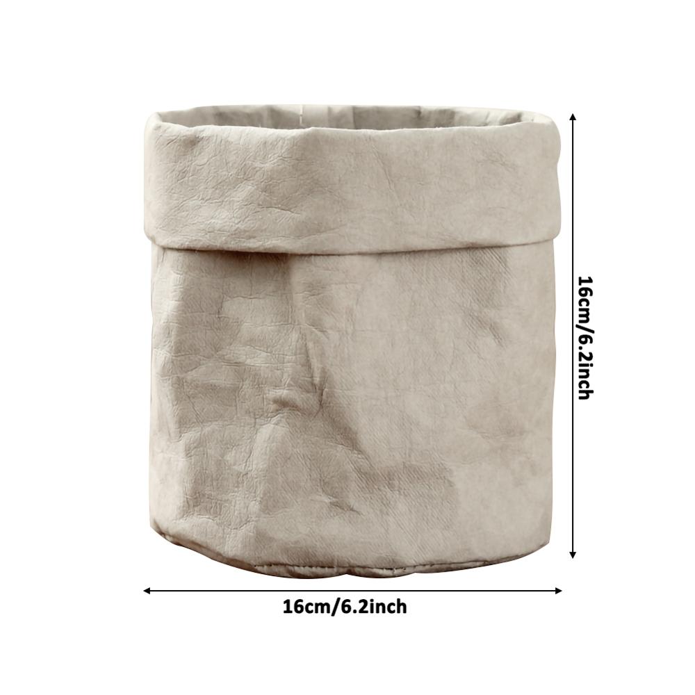 2 Color Waterproof Eco-friendly Kraft Paper Flower Pot Holder Reuseable Plant Pot Drouble Multifunction Desktop Home Storage Bag: Gray L