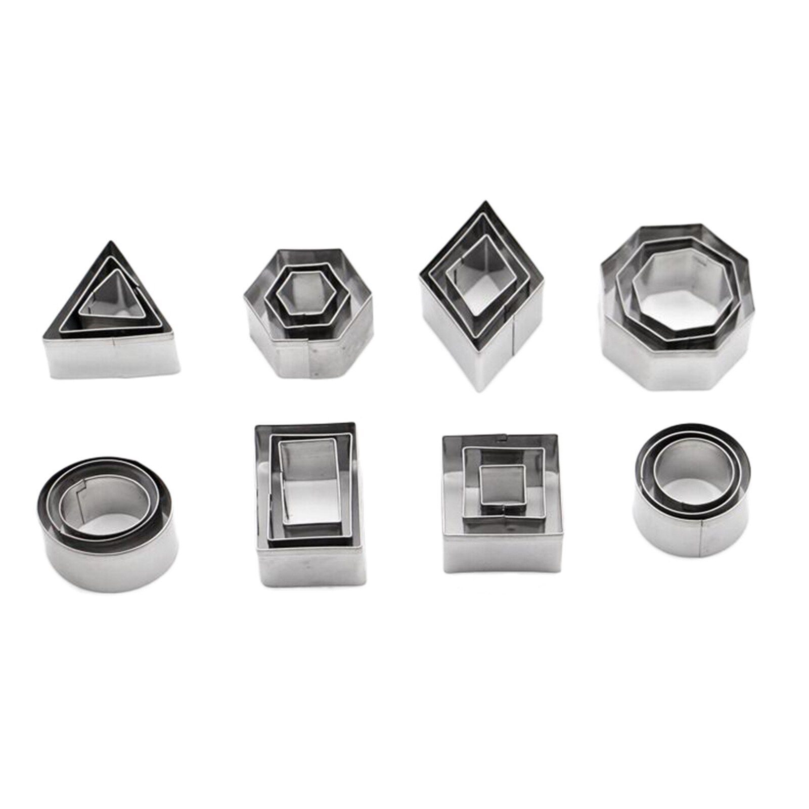 4 #24 Pcs Diy Cake Keuken Fondant Roestvrijstalen Huishoudelijke Cookie Cutter Set Biscuit Mold Dessert Bakken Tool Geometrische vorm