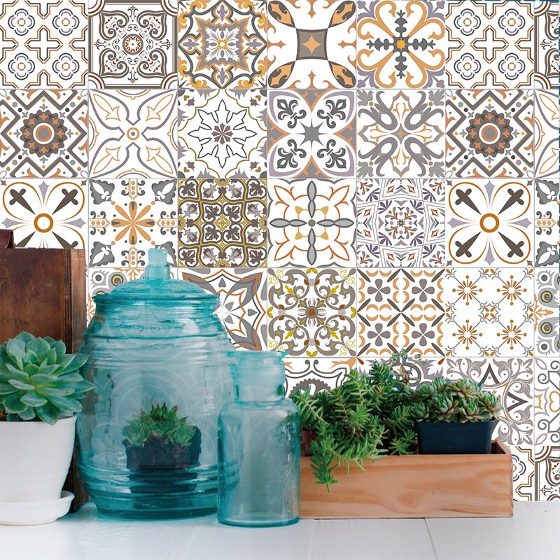 20 x 100cm pvc vægklistermærke spansk stil retro badeværelse vandtæt arabisk selvklæbende tapet gulvmosaik fliser klistermærker væg
