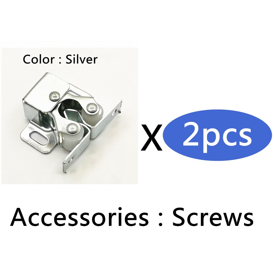 2pcs/Lot Cabinet Catch Latch Door Catches Drawer Latch Stopper with Screws for Wardrobe Furniture Accessories Hardware Fittings: Silver x 2pcs
