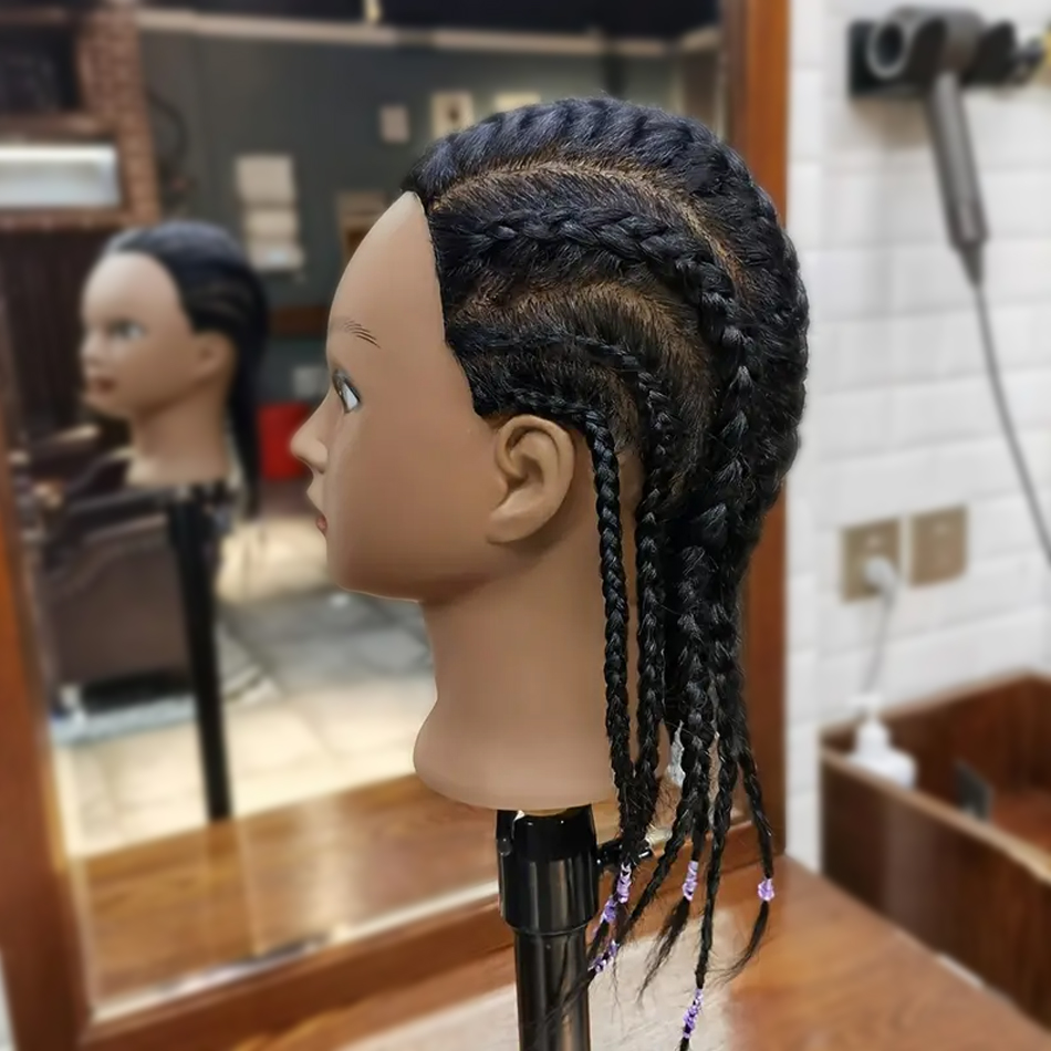 Hair Mannequin Head With Table Clamp Stand Yaki Hair Cosmetology Doll Head For Hairdresser Practice Braiding Training