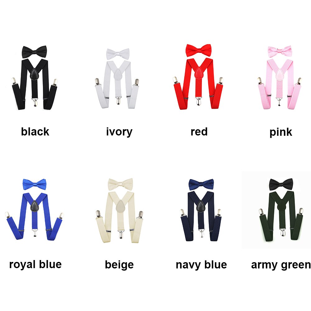 Elastic Webbing Adjustable Kids Suspenders With Bowtie Bow Tie Set Performance Matching Ties Outfits For Girls Boys
