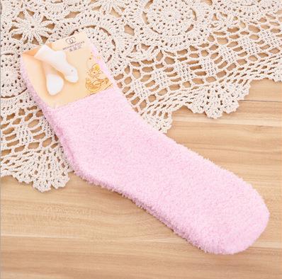 Winter Cute Fuzzy Socks Candy Color Soft Women Fluffy Socks Coral Velvet Warm Sleep Floor Socks yellow blue: Burgundy