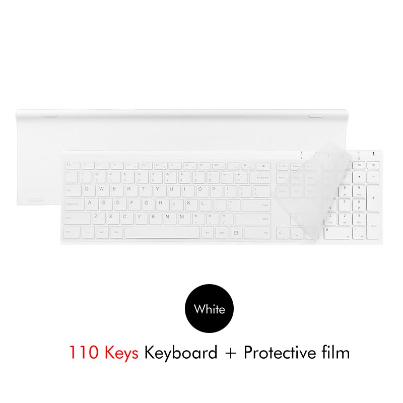 B.O.W 2.4Ghz Wireless Keyboard, 10 Keys Slim Matte Metal Ultra thin Rechargeable Full Size Keyboard Kits with Nano USB Receiver: White 110Keys