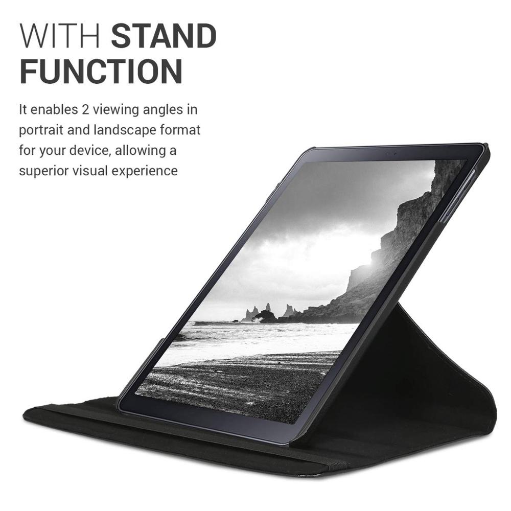 För samsung galaxy tab  a 10.5 fodral surfplatta sm -t590 sm-t595 sm-t597 360 roterande filp läder stativfodral med penna+film