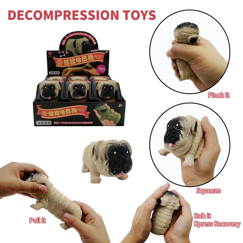 Creatieve Lala Pug Decompressie Speelgoed Knijpen Le Pai Hond Zand Elastische Stretch Vervorming Vent Speelgoed Decompressie Vent Speelgoed Druif Bal