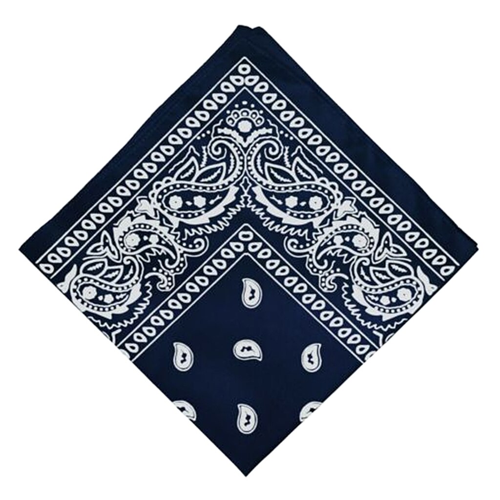 55x55cm Cotton Paisley Bandana Scarf Headband Women's Scarves Men's Bandana Headband Hiking Scarves Hair Band Wrist Wraps: Navy