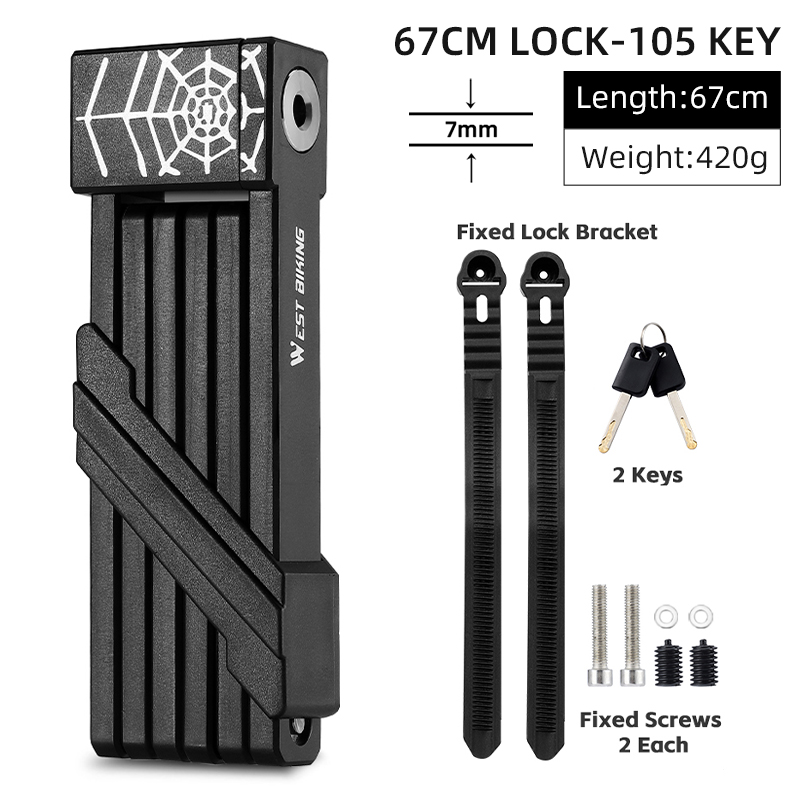 WEST BIKING Lucchetto pieghevole per bicicletta Sicurezza antifurto Lucchetto per ciclismo MTB Accessori per bici da strada Scooter Lucchetto pieghevole per bici elettrica: WHITE
