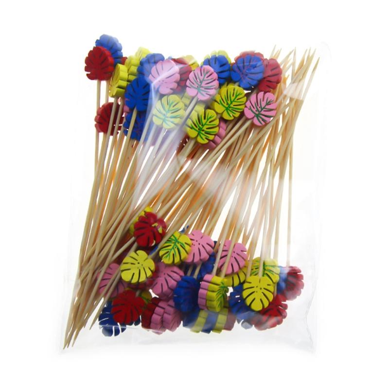 100pcs Disposable Bamboo Fork Buffet Fruit Desserts Pick Skewer Food Cocktail Sandwich Stick: 08
