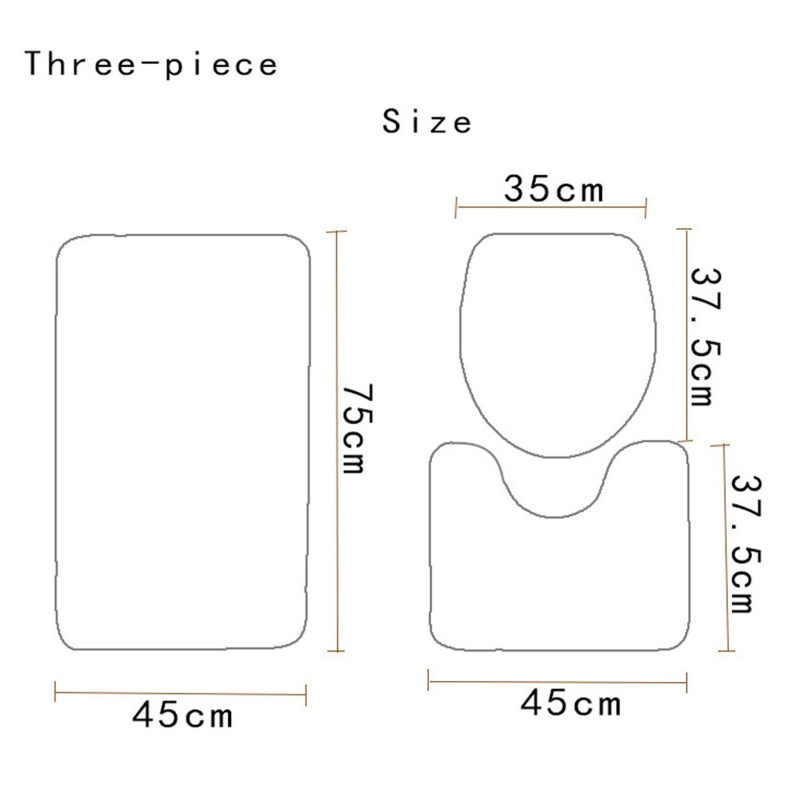 3 Stuk Badkamer Tapijt Set Non Slip Hart Bad Contour Mat 55X85 Cm Monochromatische Settoilet Tapijt Wc Deksel cover Set Accessoires