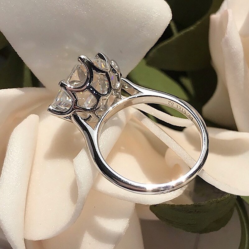 Princess cut 6ct simulerede diamant cz ring 925 sterlingsølv løfte forlovelse bryllup band ringe til kvinder fest smykker