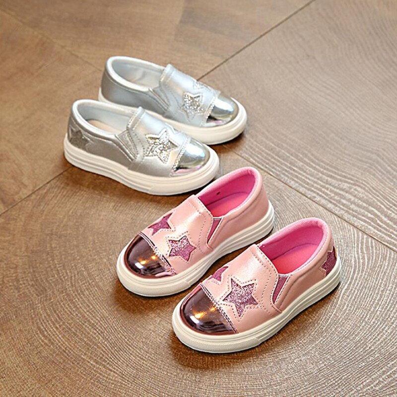 Kids Shoes Boys Girls Shoes Glitter Star Sneakers PU Leather Loafers Casual Sneakers Shoes Boys Girls