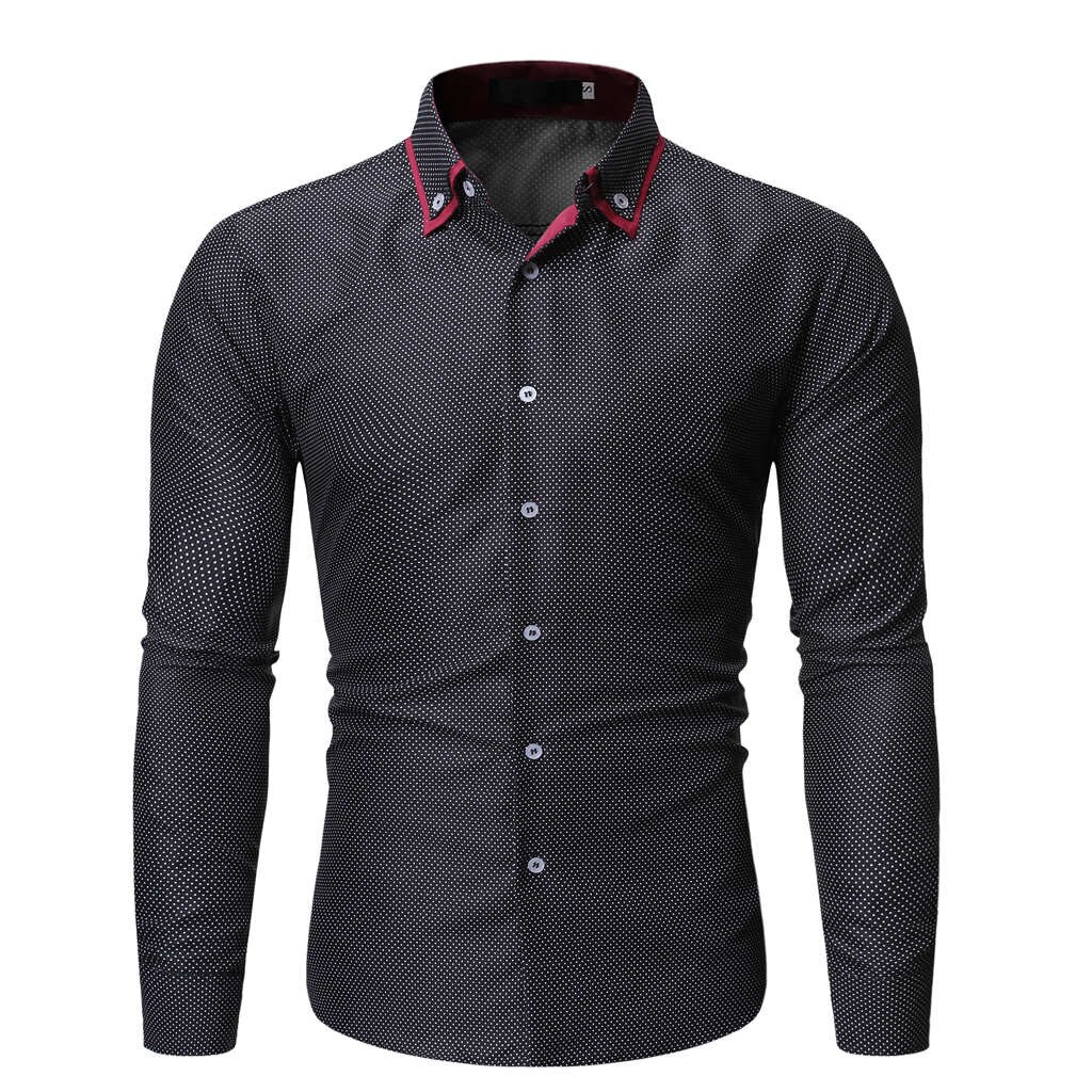 Men's shirts men dress Autumn And Winter Long-sleeved Shirt Business Casual Shirt camisas hombre vetement homme: Black / XXL