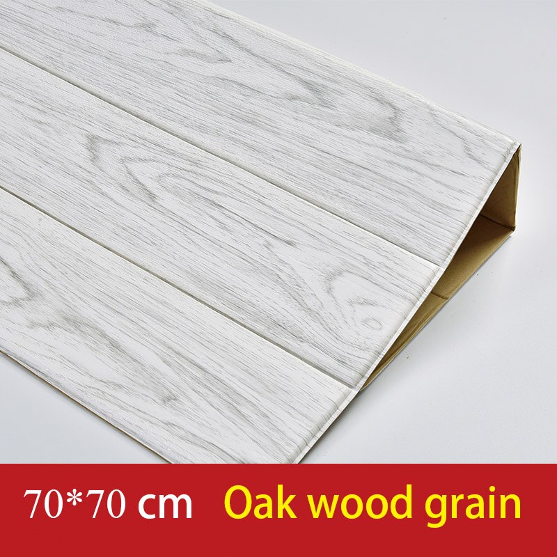 3D Wooden Wall Sticker Home Decor PE Foam Waterproof Wall Covering Self Adhesive Wallpaper For Living Room Bedroom 3D Wall Panel: Oak wood grain