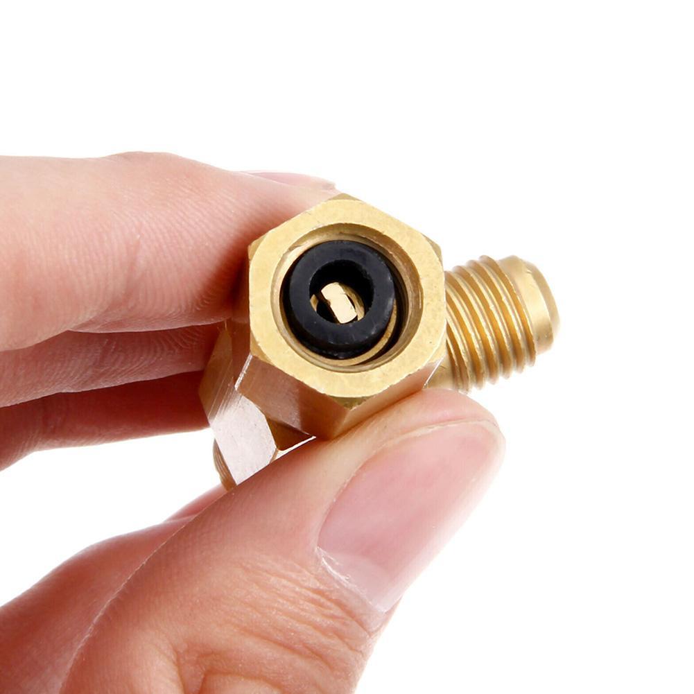Fluoride Tee Adapter Refrigeration Tool Air Conditioning Safety Valve Fitting 1/4" Inch Male/Female Charging Hose Valve