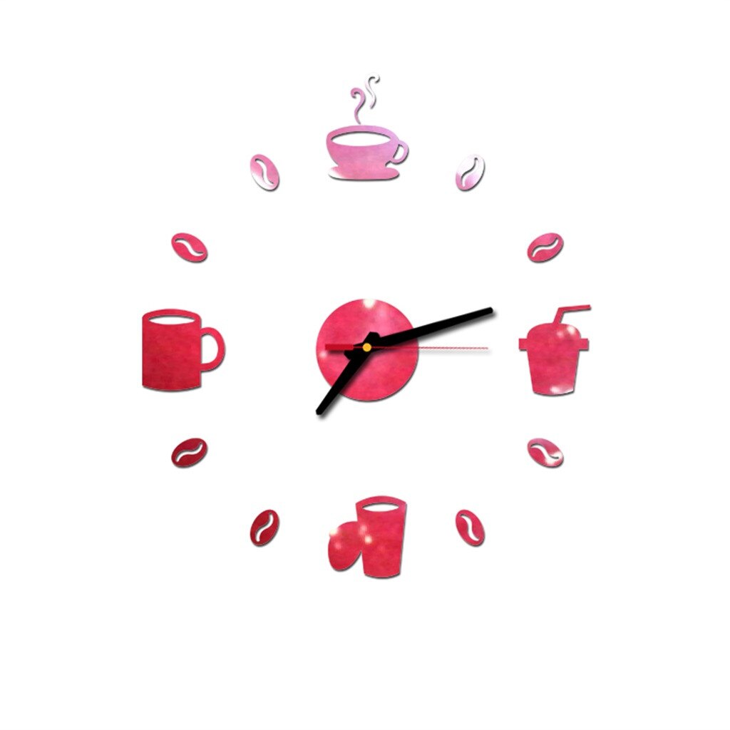 DIY Große Wanduhr Rahmenlose Riesen Uhren Spiegel Aufkleber Moderne Cafe Kaffee Milch Trinkbecher Zauberstab Dekor Für Küche: verrotten
