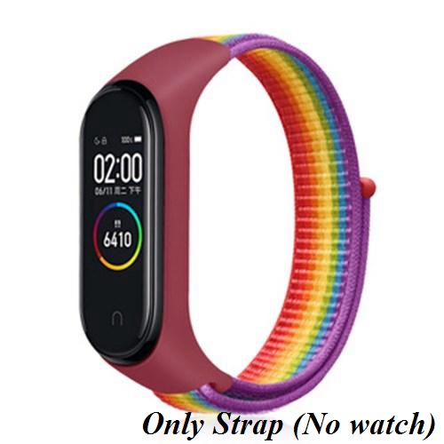 Correa de nailon para Xiaomi Mi band 5, repuesto de pulsera transpirable Xiomi Mi5 NFC, correa para Xiaomi Mi band 5: Rainbow