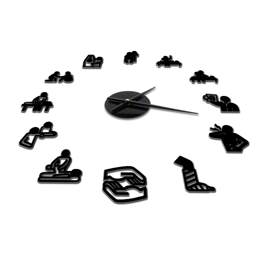 Reloj de pared de acupuntura quiropráctica, pegatinas acrílicas de espejo para decoración de pared, terapia física, gran bricolaje