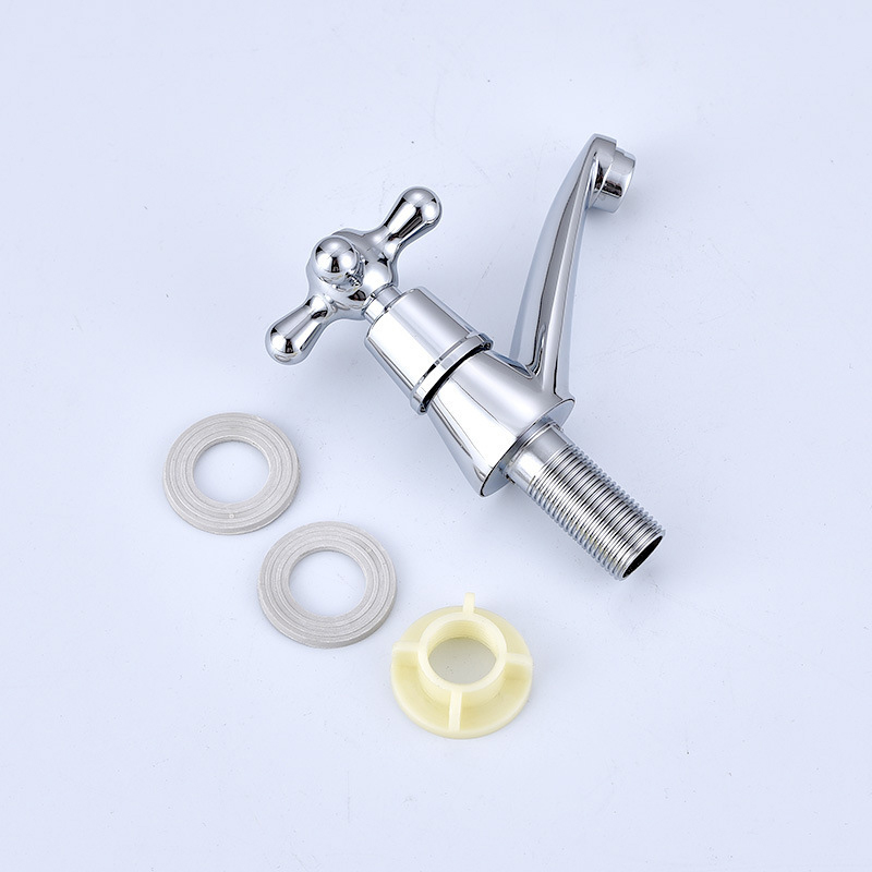 Bathroom Faucet Zinc Alloy Wash Basin Faucet Quick Open Single Cold Water Tap Cross Handle Toilet Corrosion Resistance Sink Tap