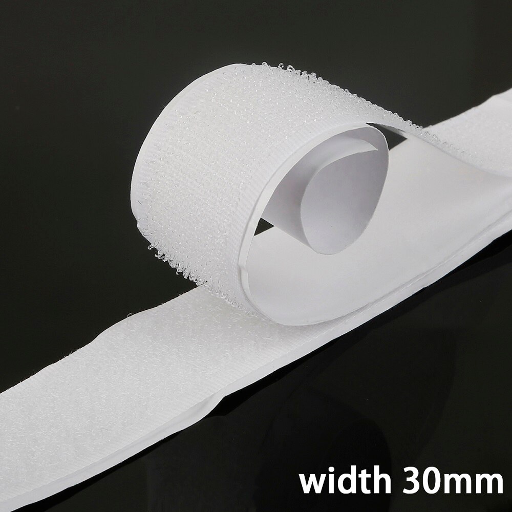 16/20/25/30/40mm*1M Black White Hook and Loop Fastener Tape Magic Nylon Sticker Adhesive Hook Loop Discs Tape Sewing Strong Glue: 30mm White