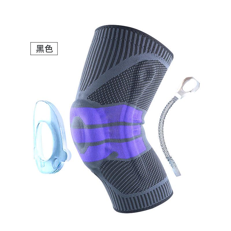 1 Pcs Silicone Spring Full Knee Brace Strap Patella Medial Support Strong Meniscus Compression Protection Sport Pads Running #ED: Black / XL