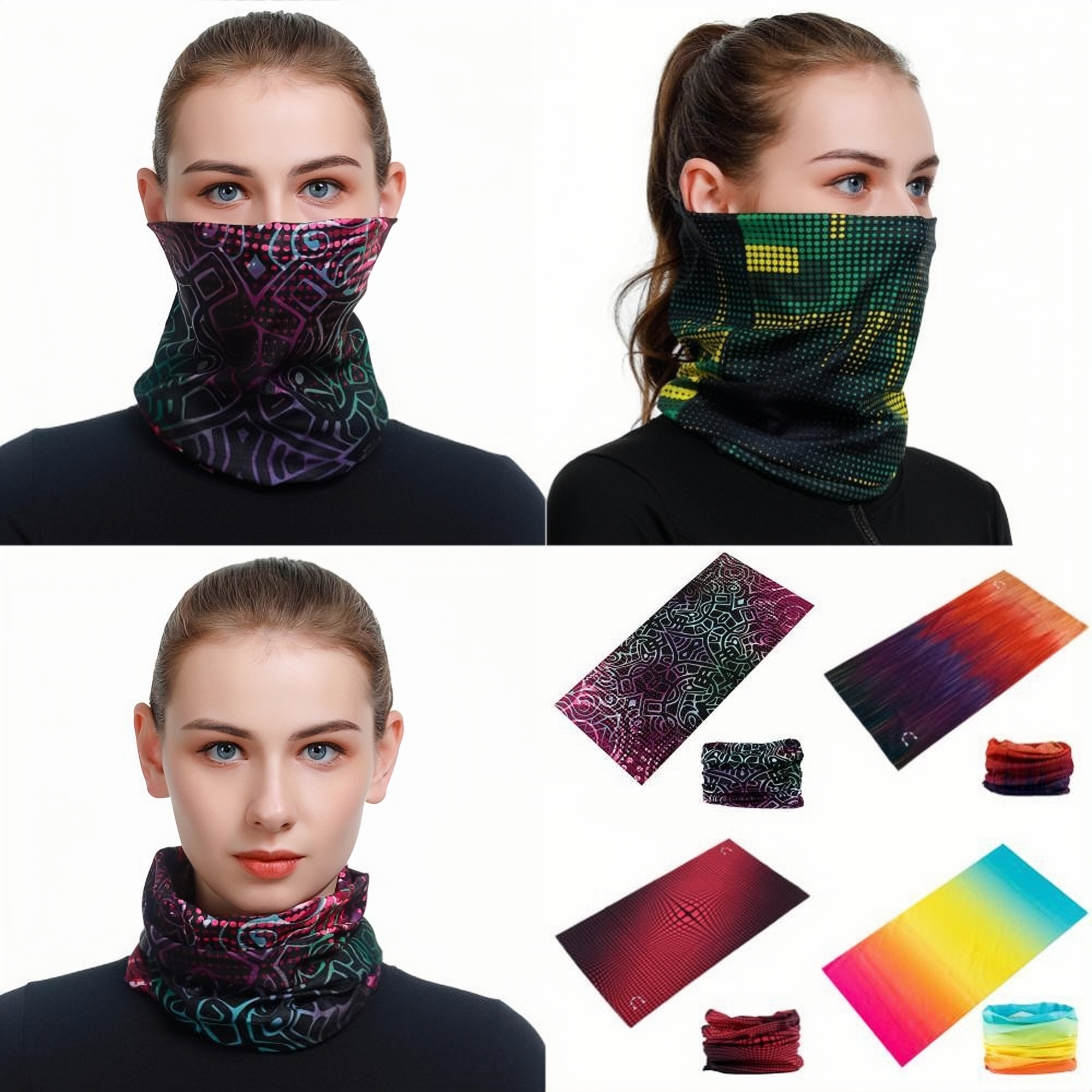Versatile Seamless Bandana For Men Women Gradient Color Sports Mask Cycling Headband Face Shield Neck Scarf Ciclismo Balaclava
