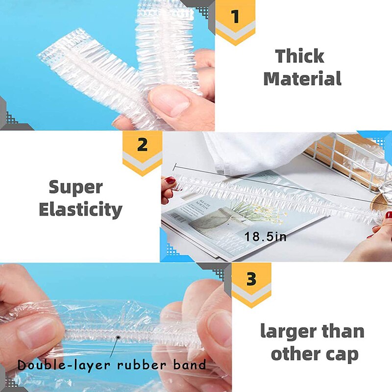 100/50 stk engangs brusehætter plast vandtæt hovedbeklædning engangs elastisk badehætte bærbar gennemsigtig skønhedssalon kasketter
