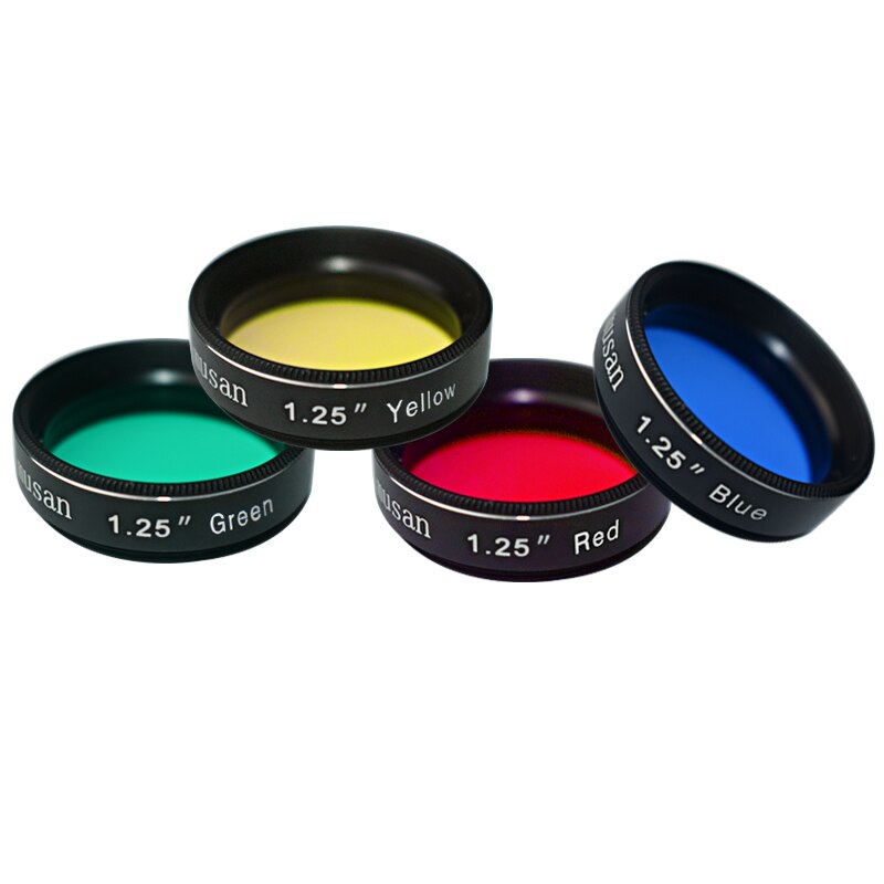 4 pièces 1.25 pouces Standard rouge jaune vert bleu couleur ensemble de filtres pour télescope oculaire pour l'observation lunaire/planétaire