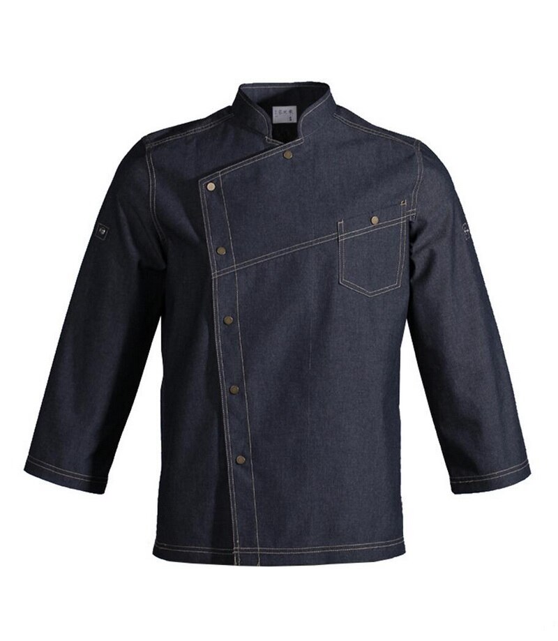 Chaqueta vaquera de manga larga para hombre con mangas ajustables, , para restaurantes, cocina,: L