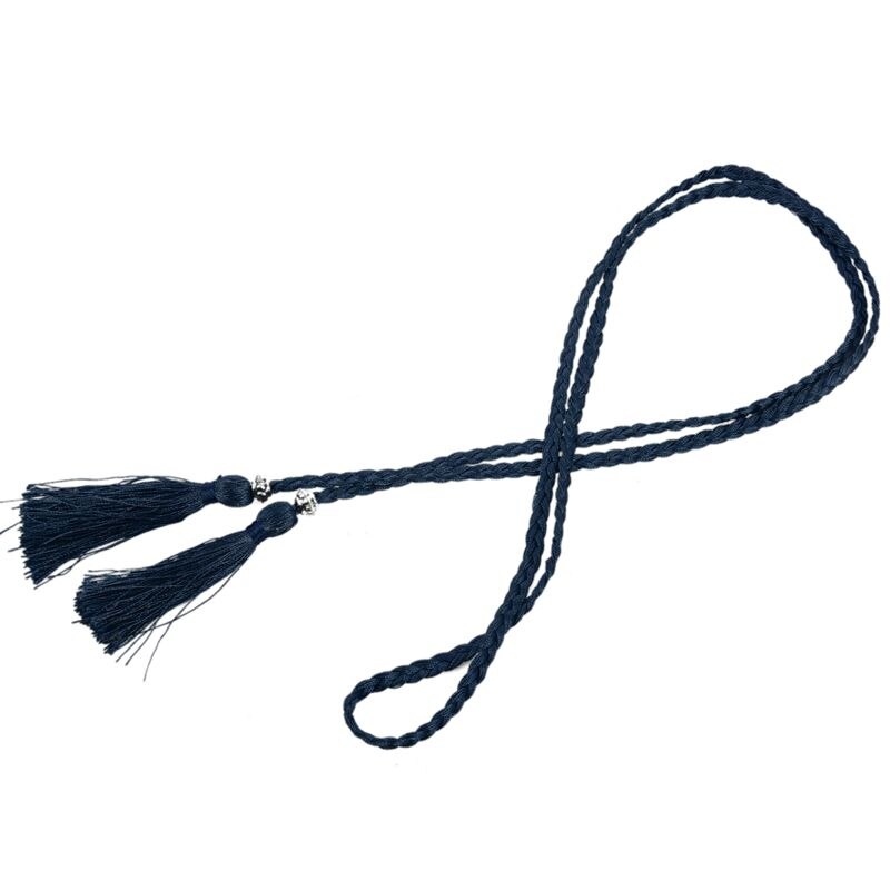 Vævet kvast bælte knude dekoreret talje kæde talje reb marineblå