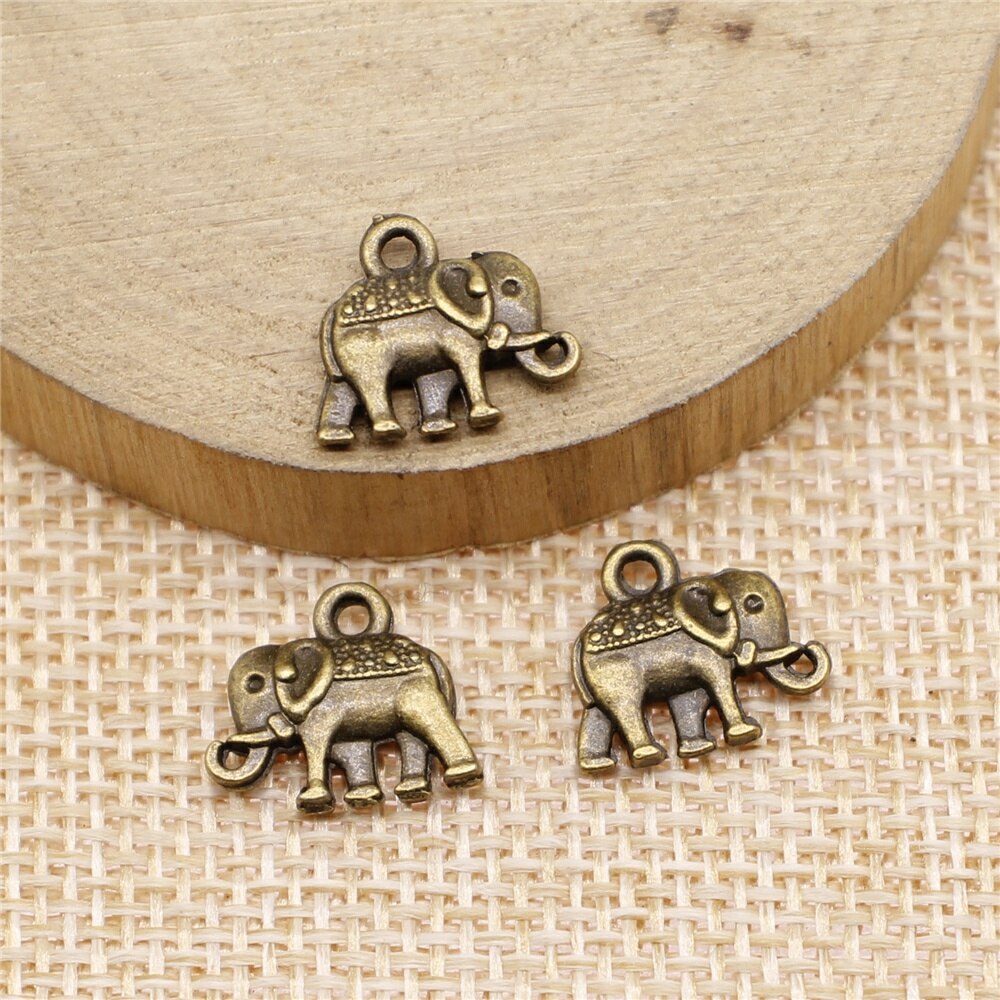 Wysiwyg 20Pcs 13X12Mm Charms Dubbelzijdig Olifant 3 Kleuren Plated Hangers Maken Diy Handgemaakte Tibetaanse Sieraden