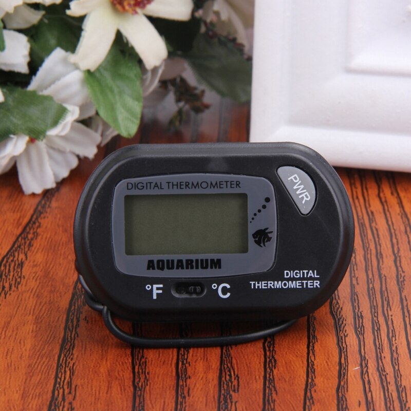 Digital LCD Screen Sensor Aquarium Thermometer Wired Aquarium Fish Tank Temp Meter Electronic Temperature Measurement Black