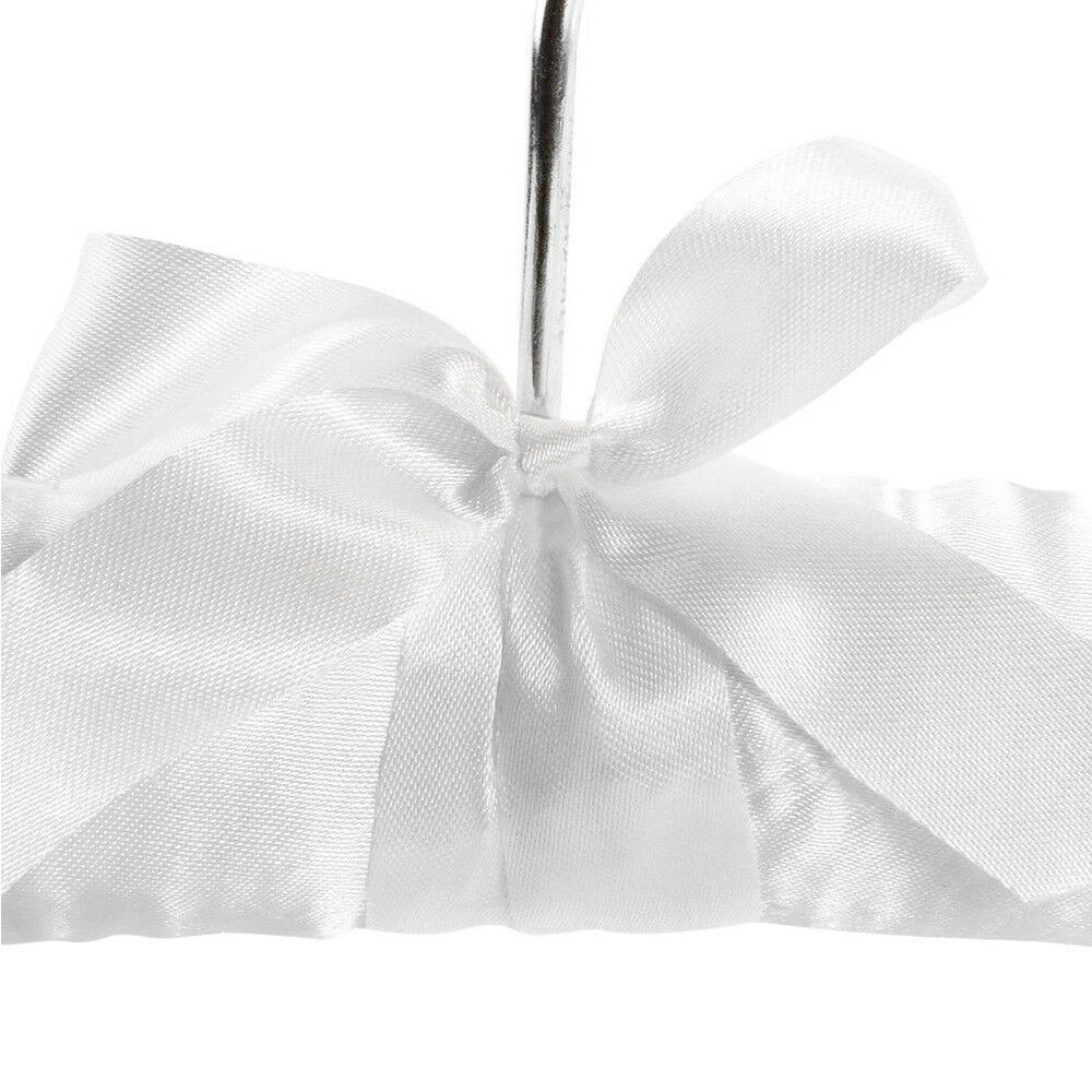 5 Stuks White Satin Hanger Coat White Satin Pad Luxe Luxe Bruiloft Bruid Kleerhanger Kleding Winkel Doek Hanger