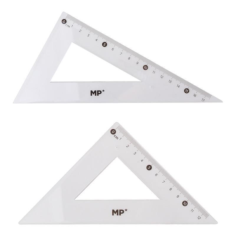 MP® Set de Reglas 4 pzs Escuadra Cartabón Transbordador de Ángulos Dibujo Herramienta Medición Suministros Accesorios Universal Carpintería Papelería Material Escolar Oficina Precisión Transparente Plástico Multiusos